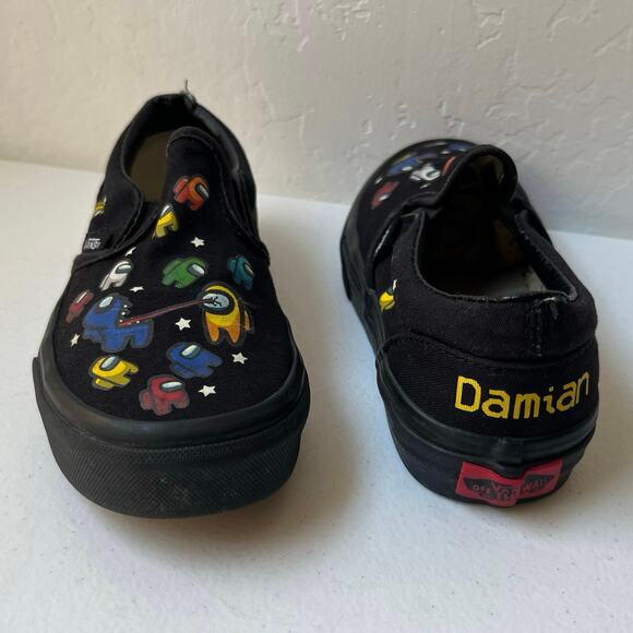 Vans x Among Us Kids Slip-On Shoes Casual Comfort "Damian" Black Size 1.5 - Picture 1 of 14